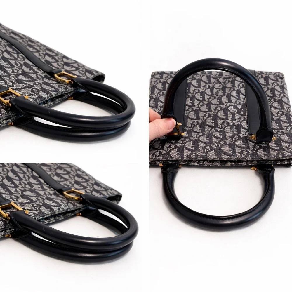 Dior • Diorissimo Trotter Canvas Tote in Navy/Navy Leather